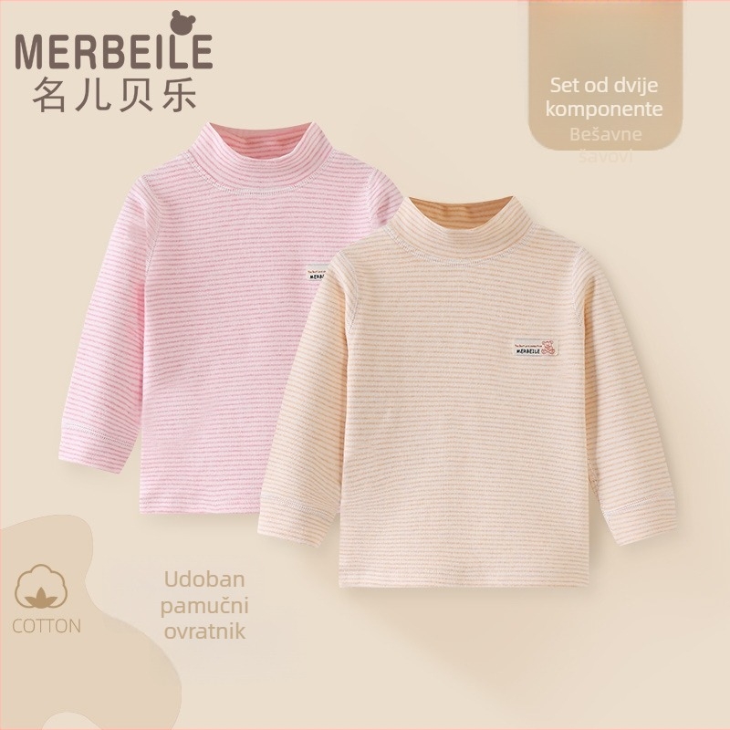 Dječji top s polu-visokim ovratnikom od pamuka za zimu, unisex, 1–3 godine, 95% pamuk