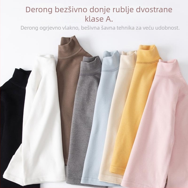 Dječji baršunasti termički top s dugim rukavima i srednje visokim ovratnikom, Derong tkanina (jesen 2025)