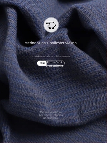 Merino vuneni brzosušivi set - Unisex, jednobojni uzorak, tkanina od vune i poliestera, sezona: zima, proljeće, jesen