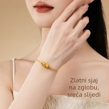 Geometrijski narukvica s perlicama od ekološkog bakra, ručna izrada DIY nakita, unisex etnički stil, zimsko izdanje 2025