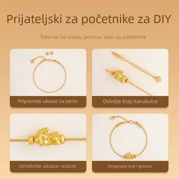 Geometrijski narukvica s perlicama od ekološkog bakra, ručna izrada DIY nakita, unisex etnički stil, zimsko izdanje 2025