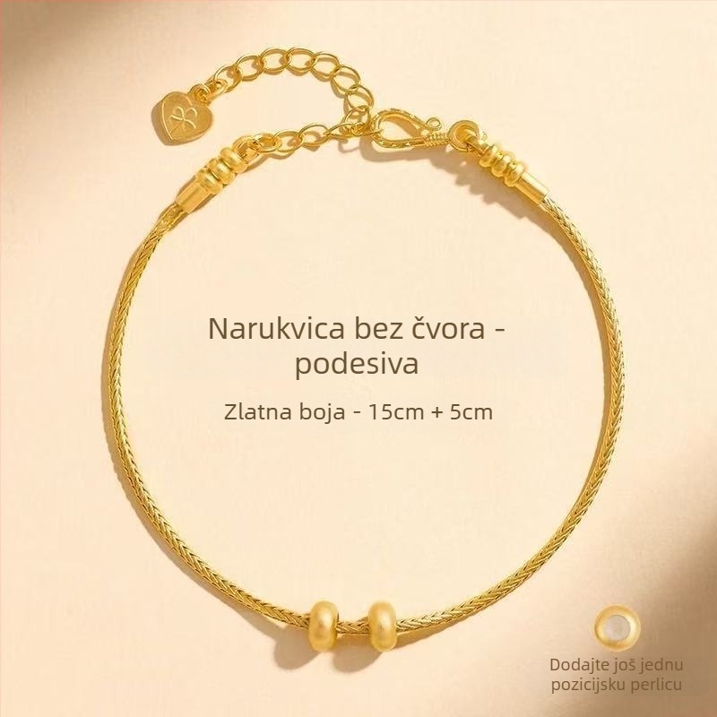 Geometrijski narukvica s perlicama od ekološkog bakra, ručna izrada DIY nakita, unisex etnički stil, zimsko izdanje 2025