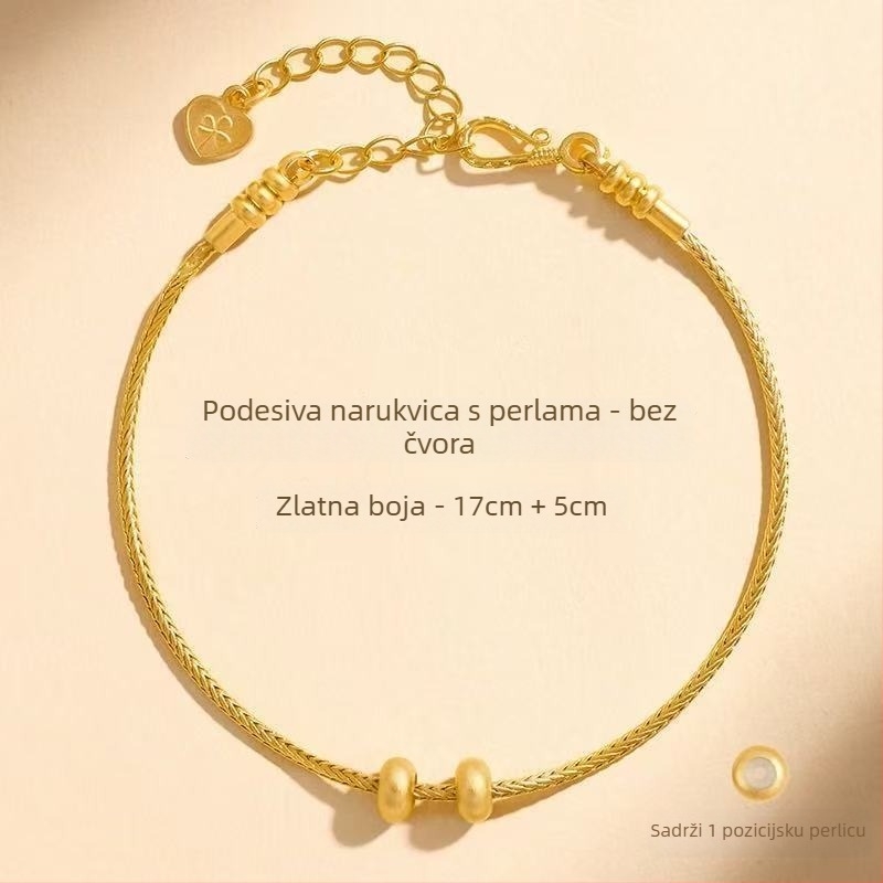 Geometrijski narukvica s perlicama od ekološkog bakra, ručna izrada DIY nakita, unisex etnički stil, zimsko izdanje 2025