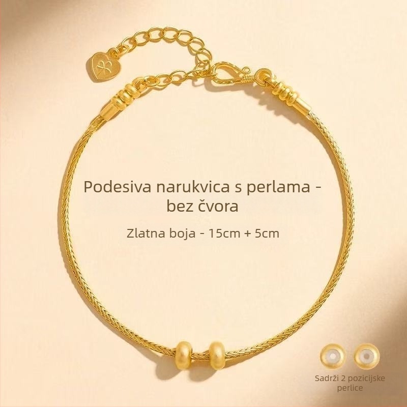 Geometrijski narukvica s perlicama od ekološkog bakra, ručna izrada DIY nakita, unisex etnički stil, zimsko izdanje 2025