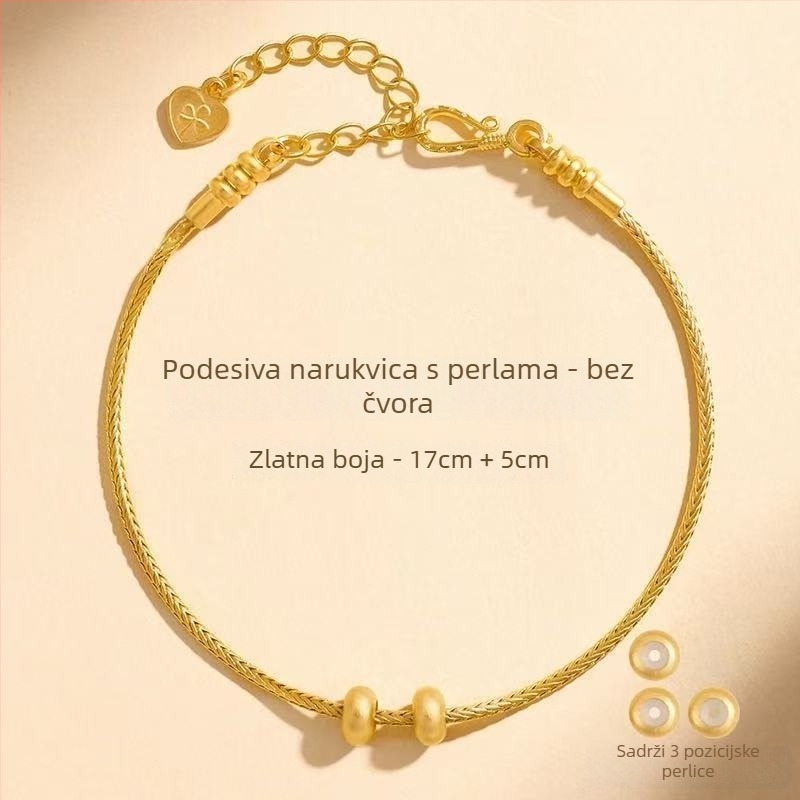 Geometrijski narukvica s perlicama od ekološkog bakra, ručna izrada DIY nakita, unisex etnički stil, zimsko izdanje 2025