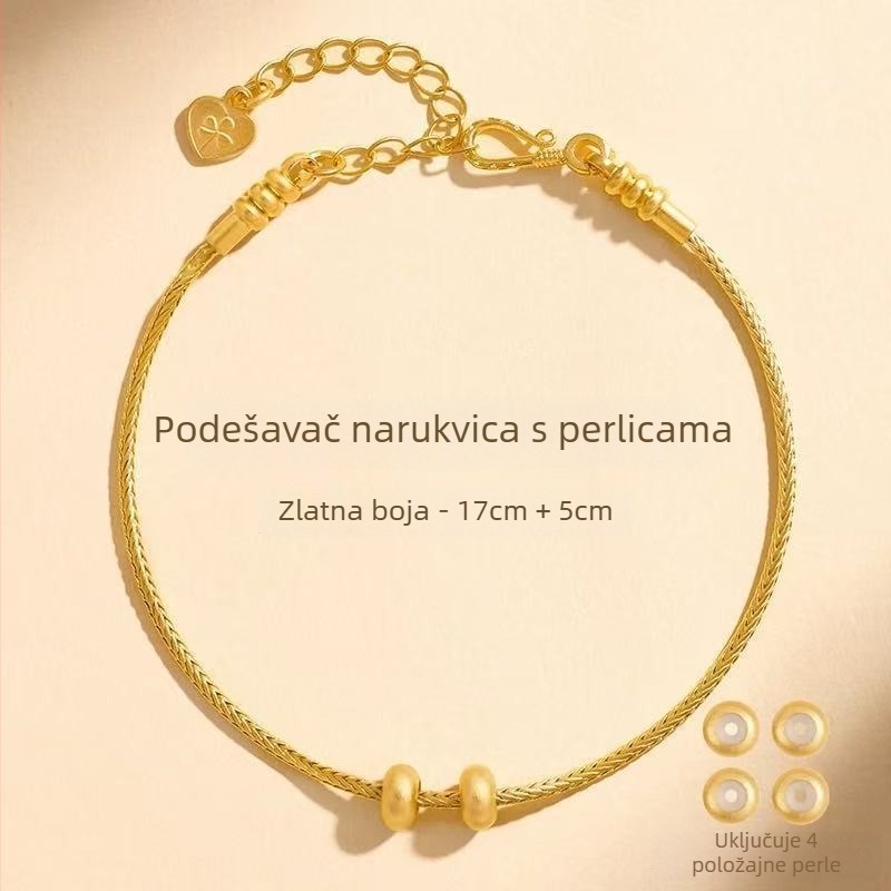 Geometrijski narukvica s perlicama od ekološkog bakra, ručna izrada DIY nakita, unisex etnički stil, zimsko izdanje 2025