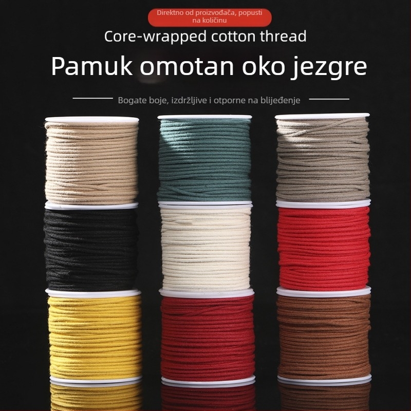 Pamukana nit s jezgrom za Bodhi perle — otporna na habanje, neelastična, za DIY narukvice i pletenje