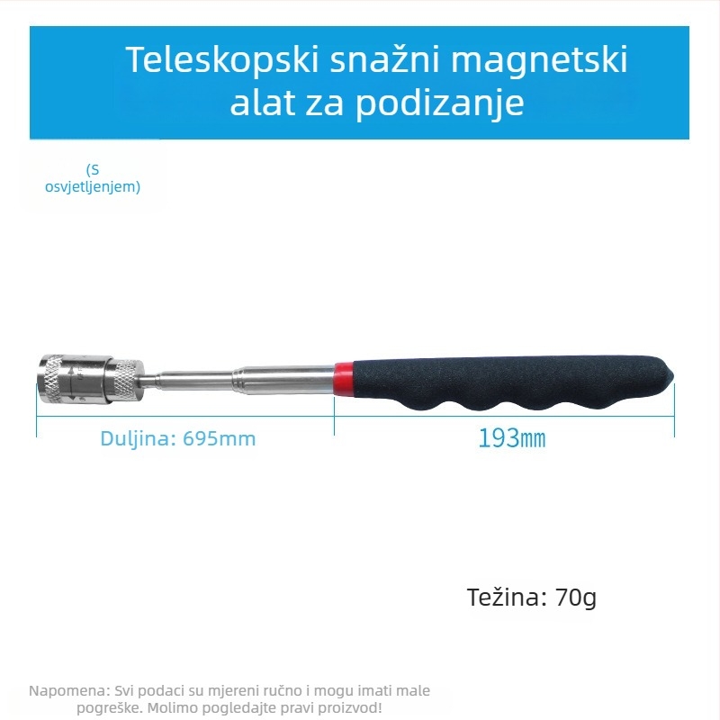 Magnetska usisna šipka – fleksibilna, za kućnu upotrebu, metrički i imperijalni format, set od 1 kom.