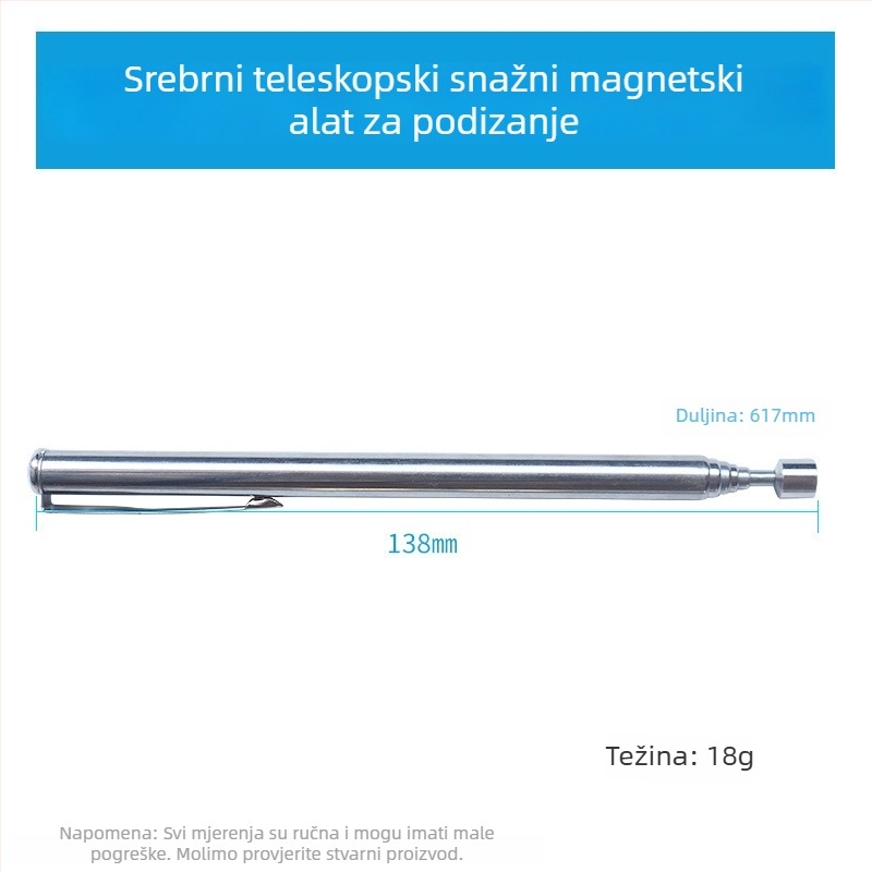 Magnetska usisna šipka – fleksibilna, za kućnu upotrebu, metrički i imperijalni format, set od 1 kom.