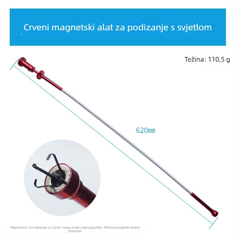 Magnetska usisna šipka – fleksibilna, za kućnu upotrebu, metrički i imperijalni format, set od 1 kom.