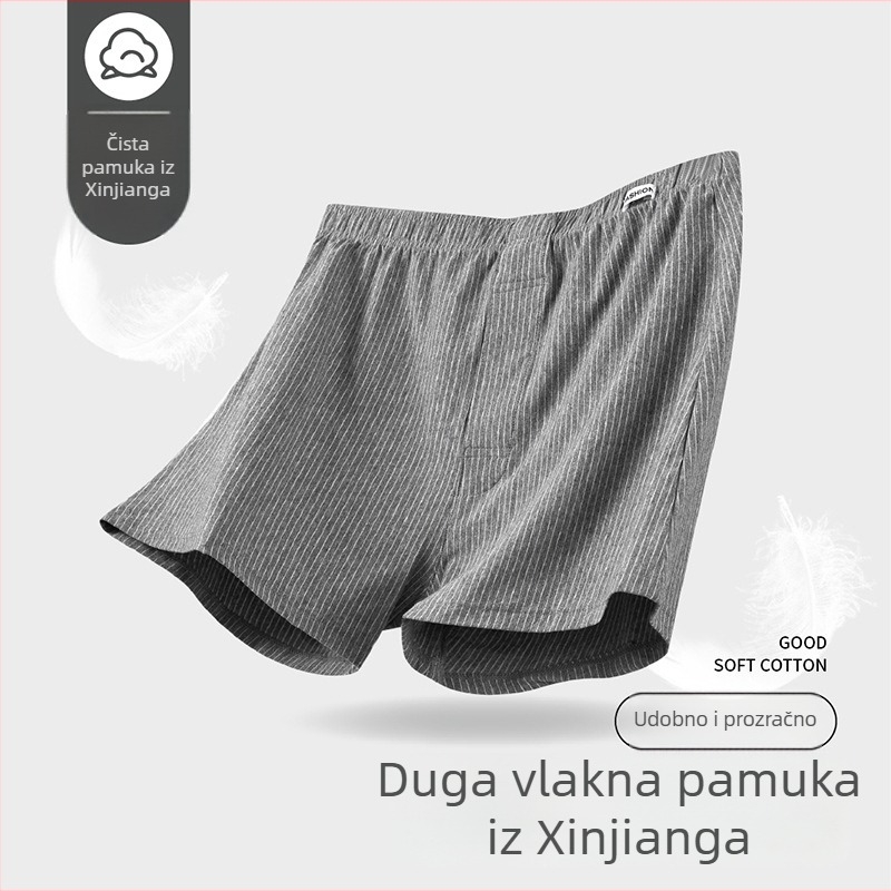 Muške pamučne bokserice s prugama, prozračan pleteni materijal, srednji pojas, 95–100% pamuk, gustoća tkanine 40