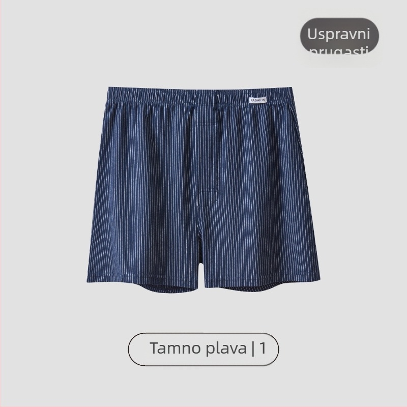 Muške pamučne bokserice s prugama, prozračan pleteni materijal, srednji pojas, 95–100% pamuk, gustoća tkanine 40