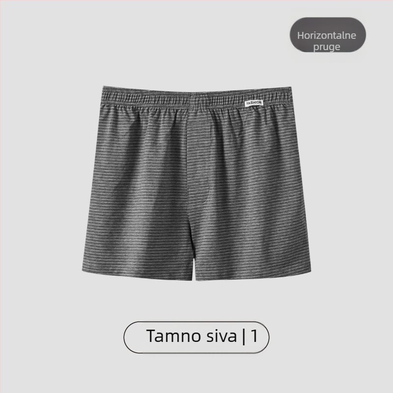 Muške pamučne bokserice s prugama, prozračan pleteni materijal, srednji pojas, 95–100% pamuk, gustoća tkanine 40