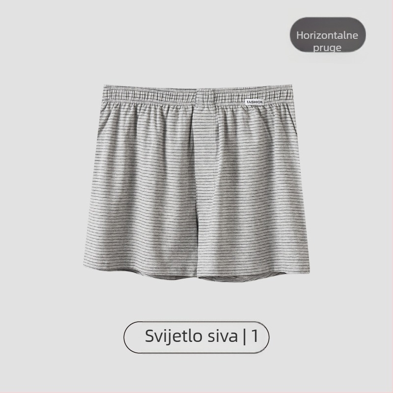 Muške pamučne bokserice s prugama, prozračan pleteni materijal, srednji pojas, 95–100% pamuk, gustoća tkanine 40
