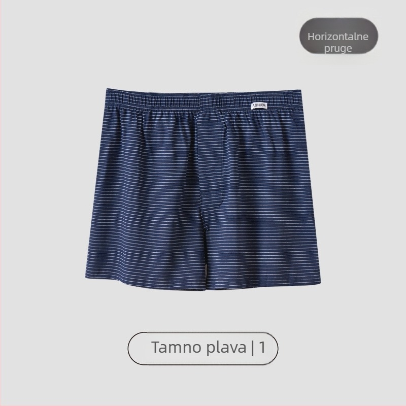 Muške pamučne bokserice s prugama, prozračan pleteni materijal, srednji pojas, 95–100% pamuk, gustoća tkanine 40