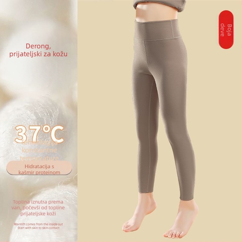 Dječja pamukasta topla majica za bazni sloj s flecom, okrugli izrez, bez kapulje, zimska odjeća