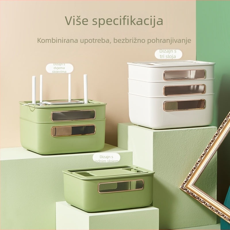 Organizator kutije za ruter i kablove – upravljanje kabelima, skladište za TV set-top box, pogodno za dnevni boravak, spavaću sobu i studij, moderan minimalistički stil