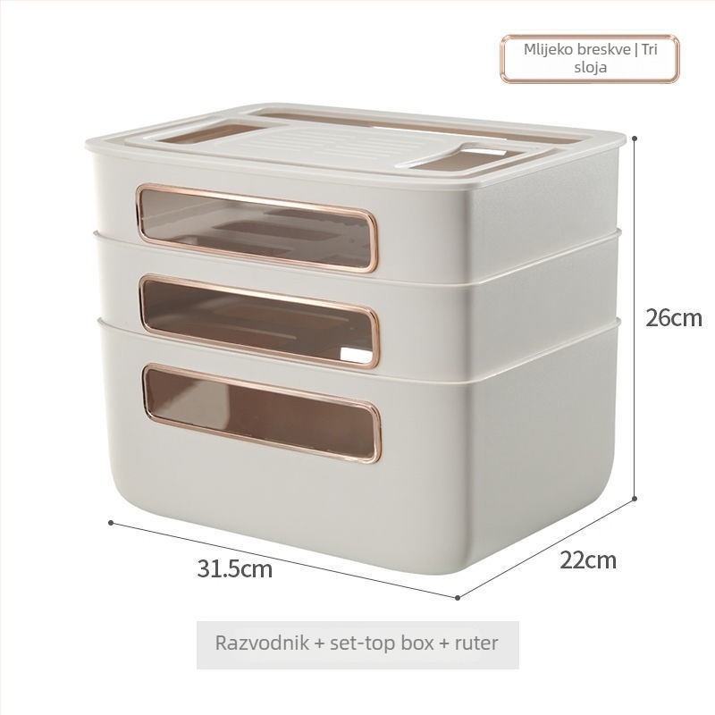 Organizator kutije za ruter i kablove – upravljanje kabelima, skladište za TV set-top box, pogodno za dnevni boravak, spavaću sobu i studij, moderan minimalistički stil