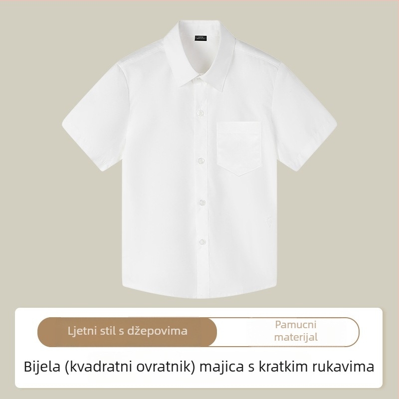 Dječja majica s kratkim rukavima, korejski stil, okrugli ovratnik, 100% pamuk, uzorci: pruge, karo, jednobojna, slova