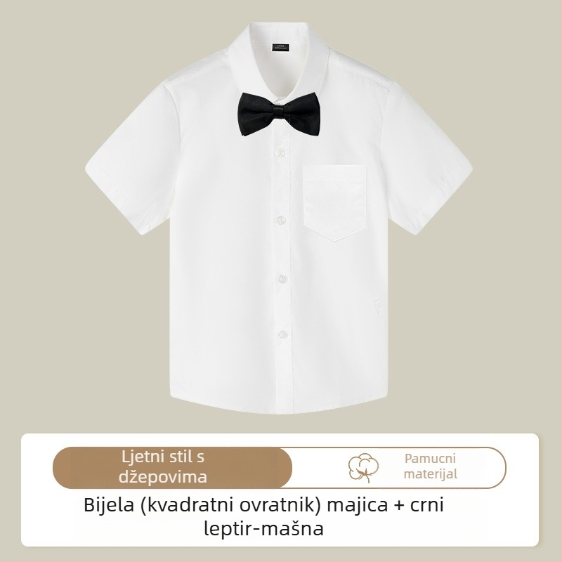 Dječja majica s kratkim rukavima, korejski stil, okrugli ovratnik, 100% pamuk, uzorci: pruge, karo, jednobojna, slova