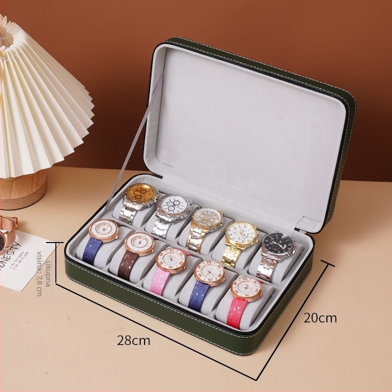 Kožna kutija za pohranu satova sa zatvaračem, prenosna kutija za izlaganje satova, proljeće 2024