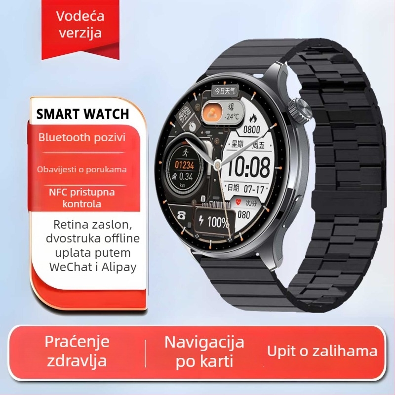 Watch5 pametni sat s 3D navigacijom, dvostruko plaćanje, NFC, magnetsko punjenje, mjerenje otkucaja srca