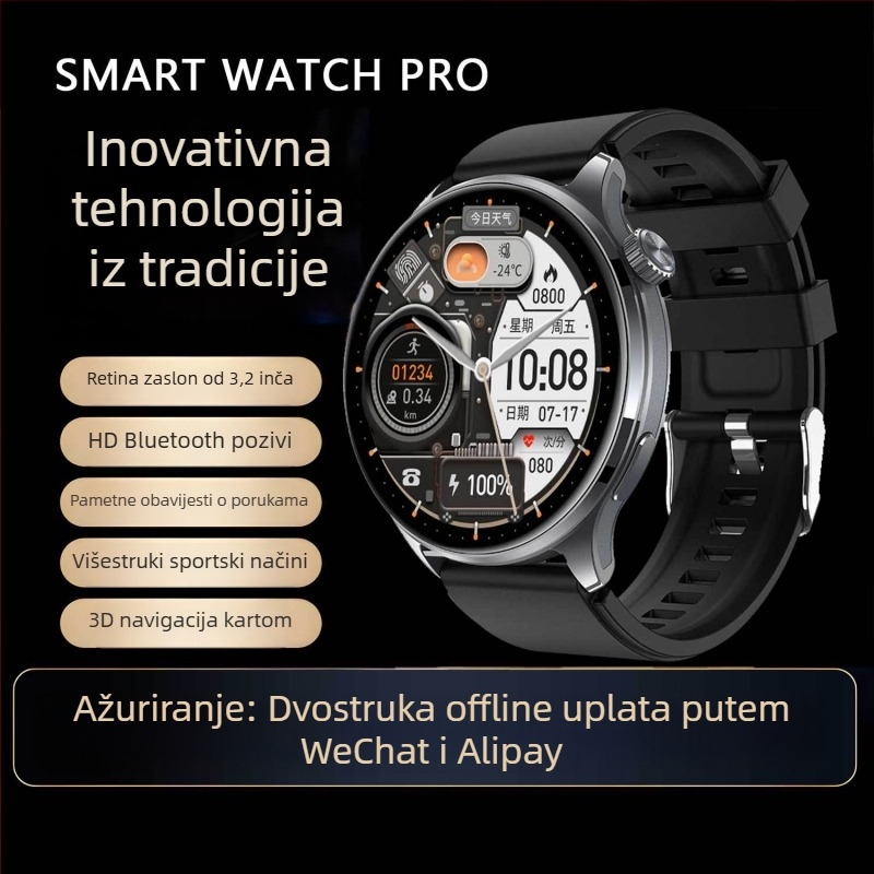 Watch5 pametni sat s 3D navigacijom, dvostruko plaćanje, NFC, magnetsko punjenje, mjerenje otkucaja srca