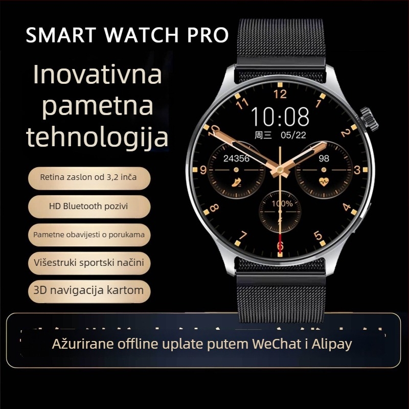 Watch5 pametni sat s 3D navigacijom, dvostruko plaćanje, NFC, magnetsko punjenje, mjerenje otkucaja srca