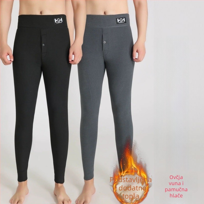 Unisex hlače od poliestera s velurom iznutra, visoki struk, uski kroj, održavaju toplinu, umjerena debljina (181-200 g/m²)