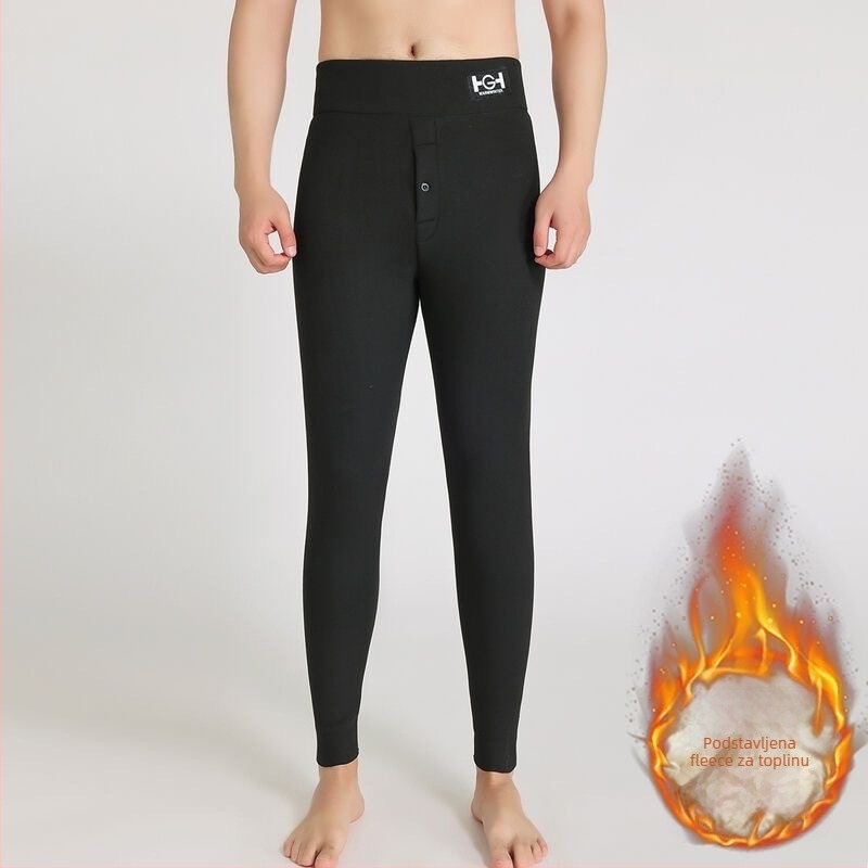 Unisex hlače od poliestera s velurom iznutra, visoki struk, uski kroj, održavaju toplinu, umjerena debljina (181-200 g/m²)