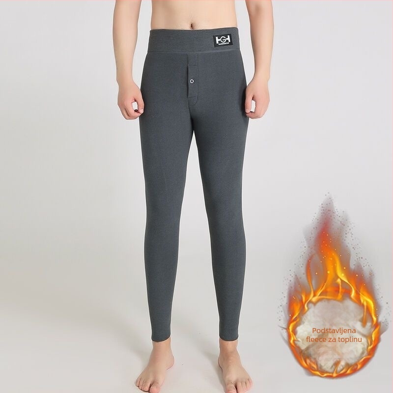 Unisex hlače od poliestera s velurom iznutra, visoki struk, uski kroj, održavaju toplinu, umjerena debljina (181-200 g/m²)