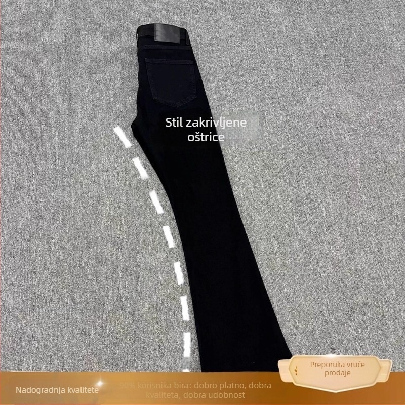 Monster Lab Willow Leaf Scimitar Crne muške hlače - slim fit, podstavljene flisom, američki street style, ravni kroj s blagim bootcutom