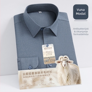 Košulja od vune i modalnog materijala, antibakterijska i uklanjanje aldehida, duge rukave, kvadratni ovratnik, bez peglanja.