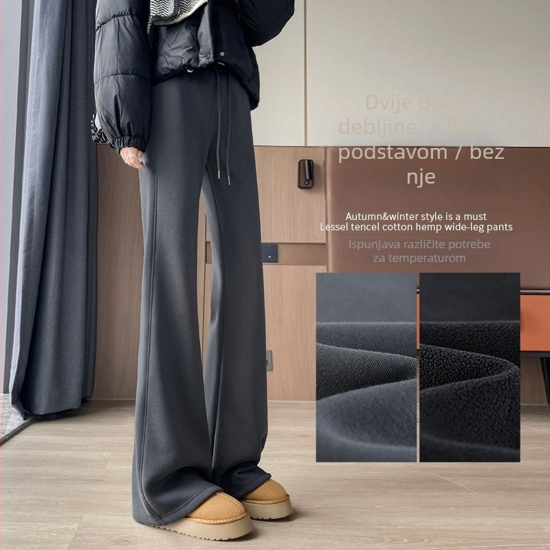 Trudničke flare hlače s podrškom za trbuh, flis unutrašnjost, ležeran kroj, pamuk smjesa, mikro-elastičnost, za jesen-zimu i proljeće-jesen