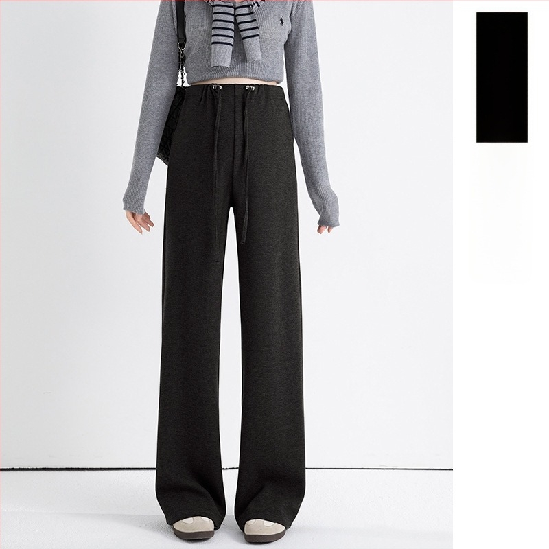 Trudničke hlače od imitacijskog kašmira, labav kroj, podrška trbuhu, podstavljene fleesom, s vezicom