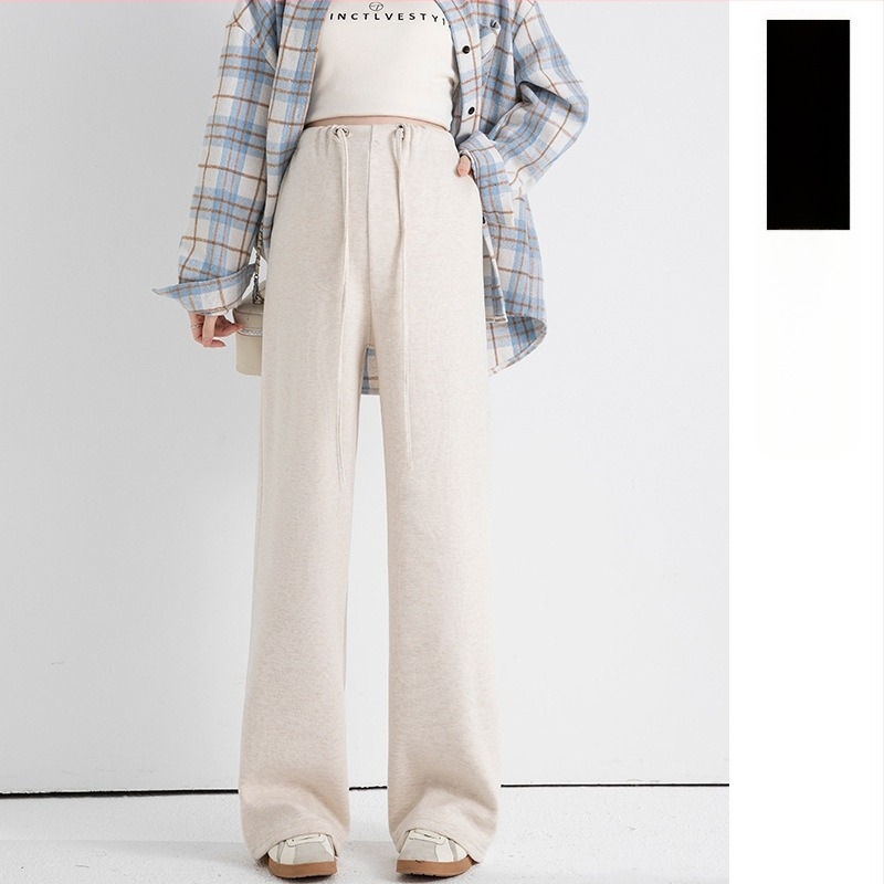 Trudničke hlače od imitacijskog kašmira, labav kroj, podrška trbuhu, podstavljene fleesom, s vezicom