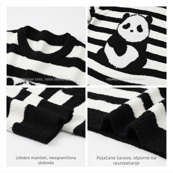 Tehničke noćne haljine za trudnice od polvelura s fleece podstavom, dugi rukavi, okrugli ovratnik, dugačak kroj