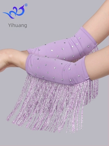 Latino ples rukavice s rhinestones i resicama, kostim za nastup za žene, materijal milk silk s 95%+ poliester i spandex, brend Yihuang, ljeto 2025