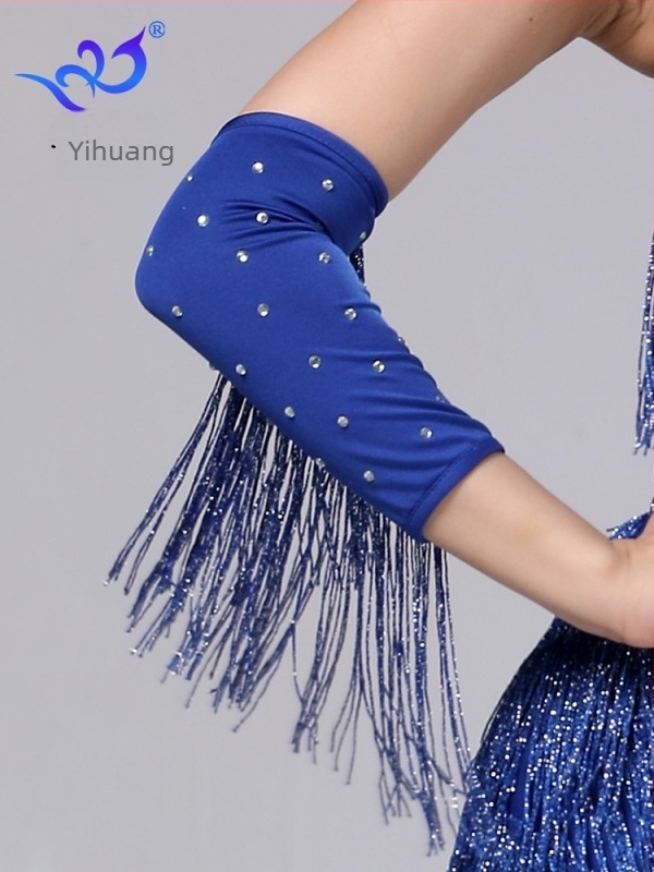 Latino ples rukavice s rhinestones i resicama, kostim za nastup za žene, materijal milk silk s 95%+ poliester i spandex, brend Yihuang, ljeto 2025