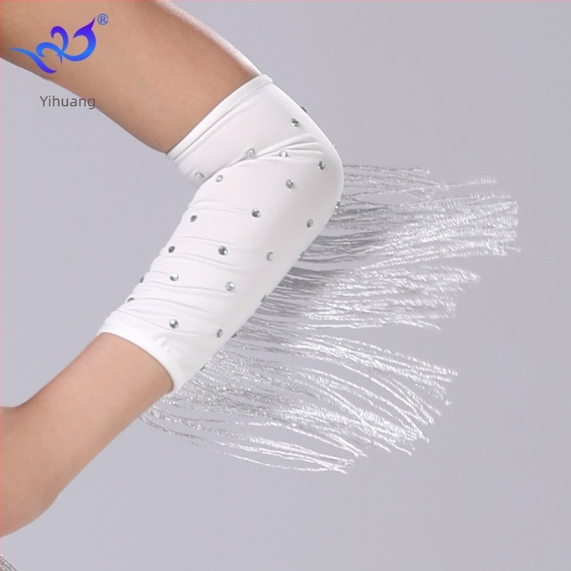 Latino ples rukavice s rhinestones i resicama, kostim za nastup za žene, materijal milk silk s 95%+ poliester i spandex, brend Yihuang, ljeto 2025