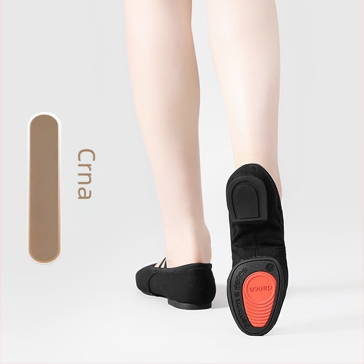 Plesne cipele za odrasle žene, bez vezica, mekana đon, platneni gornji dio, gumeni đon, prozračna.