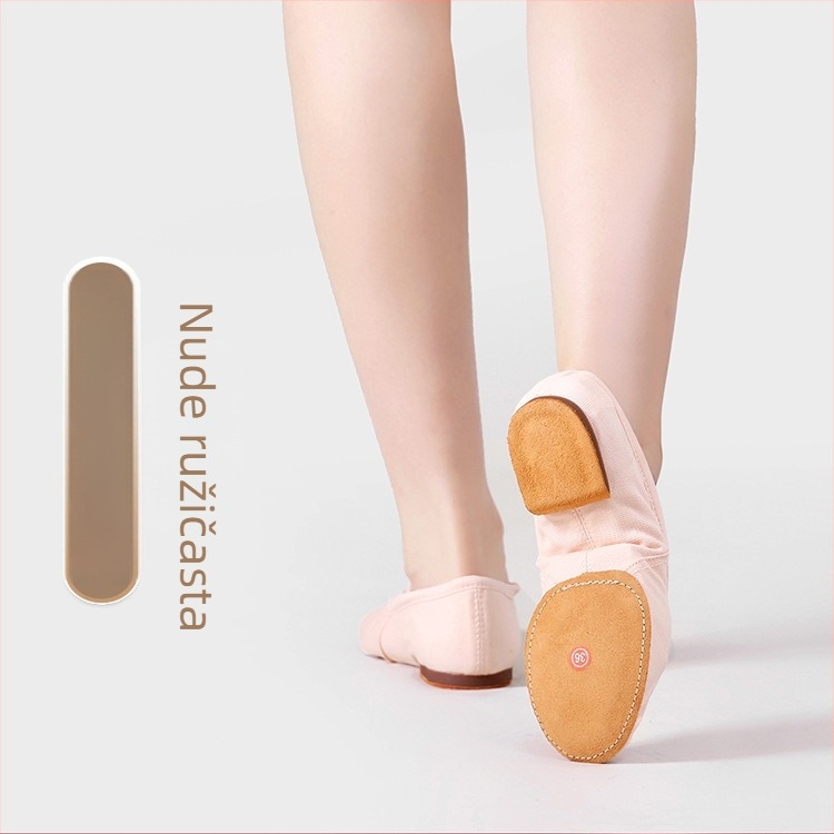 Plesne cipele za odrasle žene, bez vezica, mekana đon, platneni gornji dio, gumeni đon, prozračna.