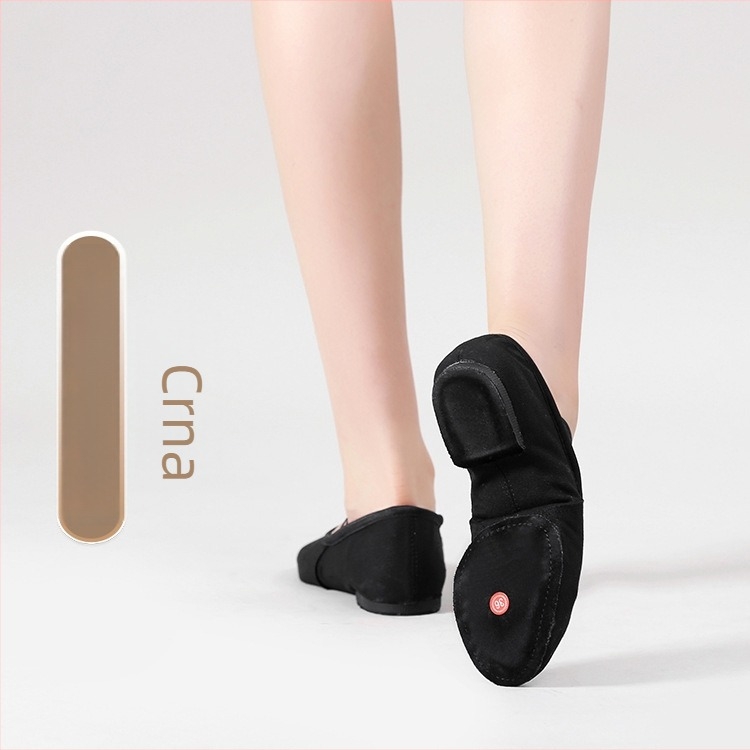 Plesne cipele za odrasle žene, bez vezica, mekana đon, platneni gornji dio, gumeni đon, prozračna.