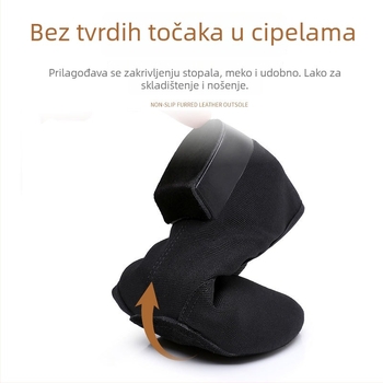 Ženske plesne cipele s 2 cm potpeticom – gornji dio od platna, đon od teleće tetive, lagane, za balet, moderni ples i latino ples, sve sezone