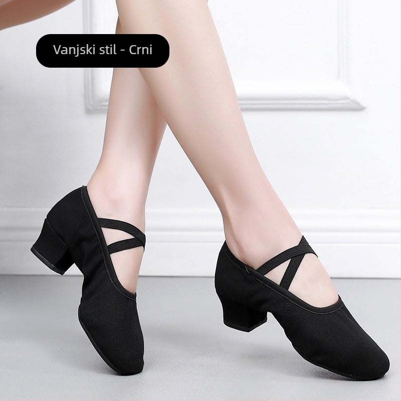 Plesne cipele za odrasle žene, platnene gornji dio i gumena potplata, protuklizne, pogodne za balet, moderni ples i latino ples