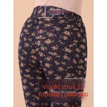 Termalne hlače od Chenille pamuka za starije žene, visokim strukom, uski kroj, jesen-zima
