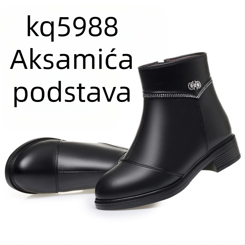 Ženske Martin čizme, okrugli nos, visok vrat, bočni zip, teleća koža