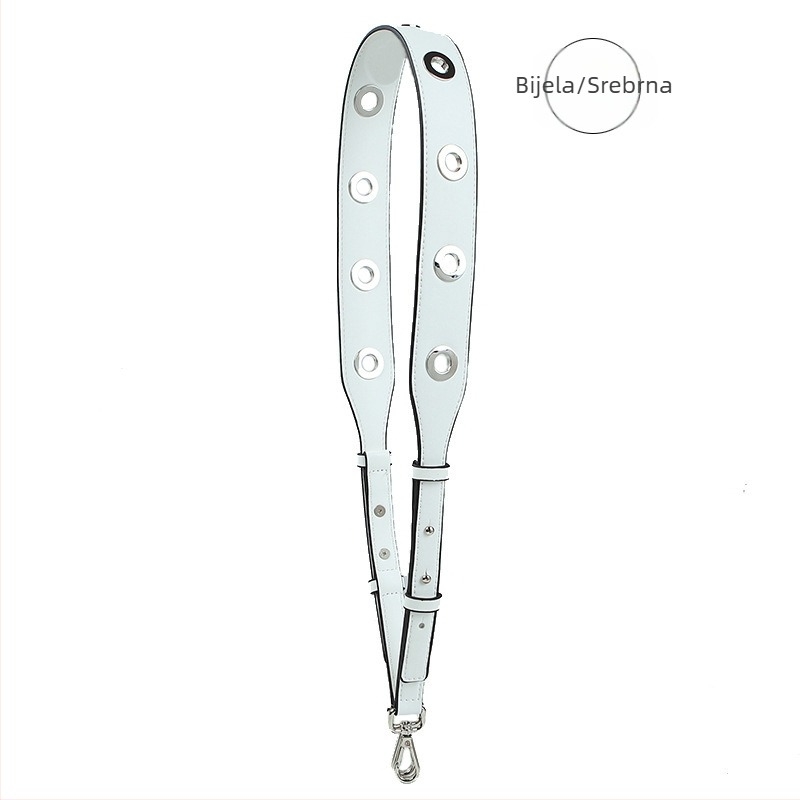 Remen za ramenu torbu, perforiran, podesiv, pretvara u crossbody ili nošenje na jedno rame, PU materijal, ulični stil