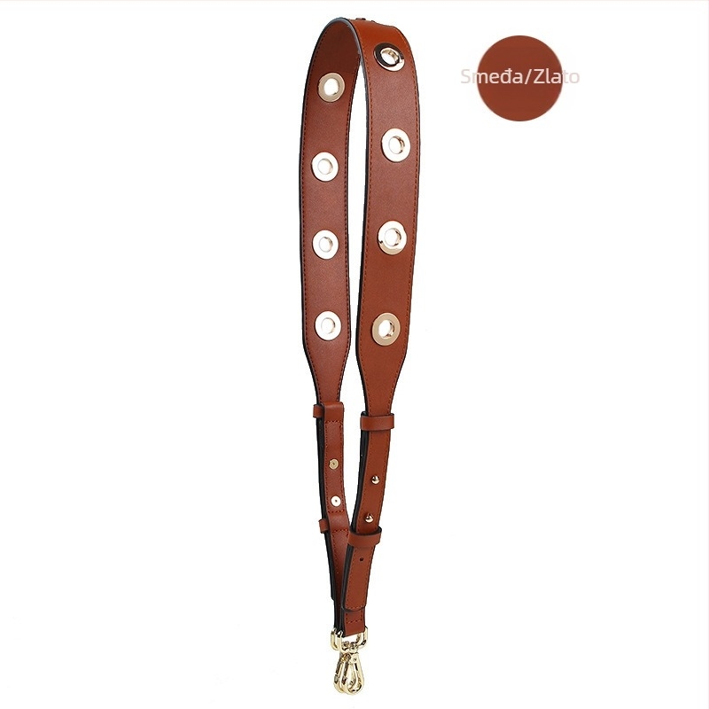 Remen za ramenu torbu, perforiran, podesiv, pretvara u crossbody ili nošenje na jedno rame, PU materijal, ulični stil