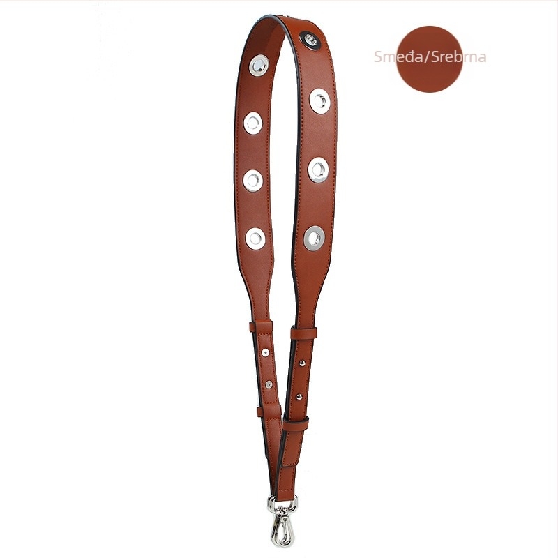 Remen za ramenu torbu, perforiran, podesiv, pretvara u crossbody ili nošenje na jedno rame, PU materijal, ulični stil